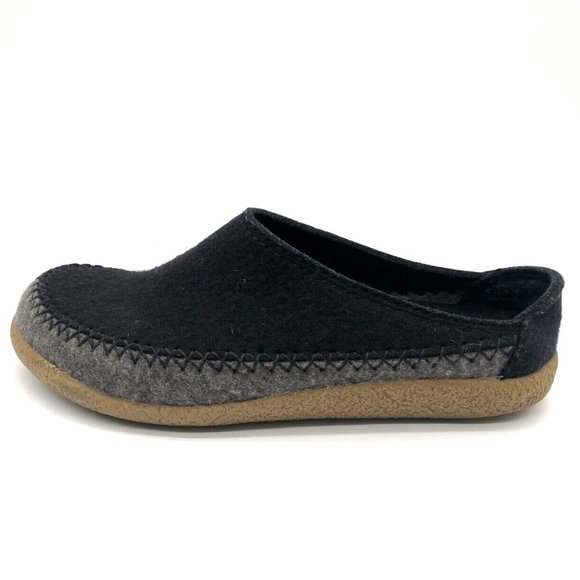 Haflinger Gray Wool and Black Clogs Slippers Men Sz 43 EU/10 US - Picture 1 of 10